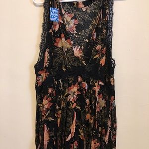 Free People Black Floral & Lace Dress